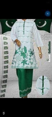 2 Pcs Women's Stitched Cotton Printed Shirt And Trouser