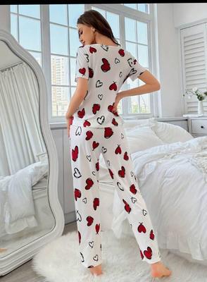 2 Pcs Women's Stitched Jersey Printed Night Suit