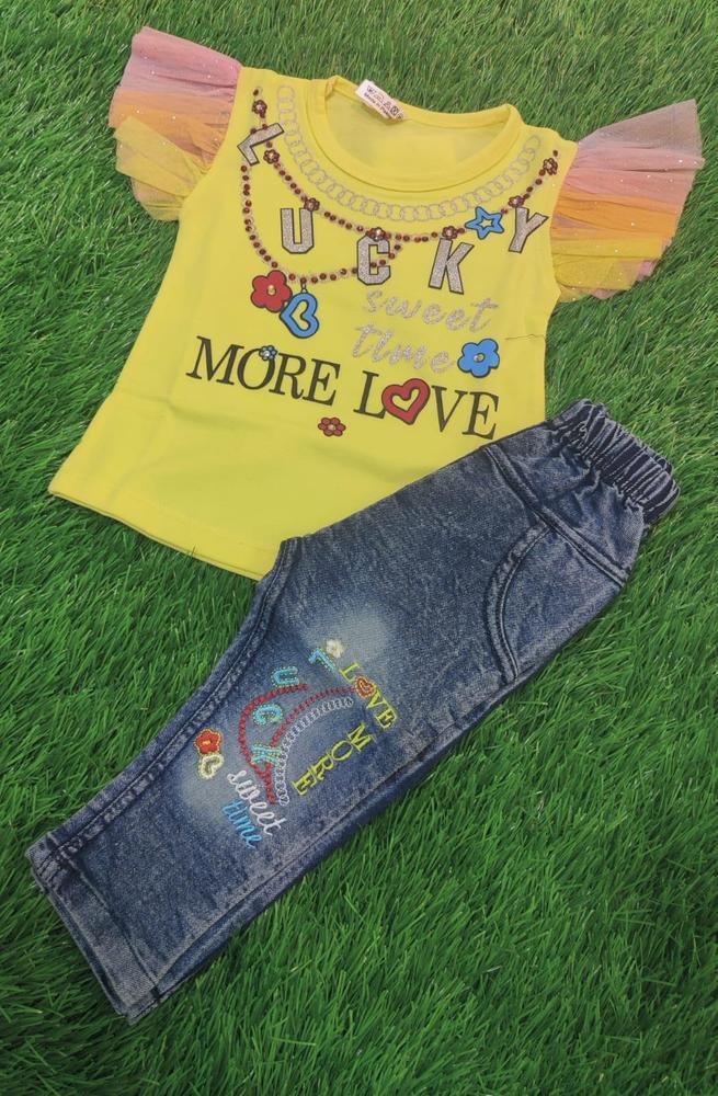 Baby Girl's Blended Shirt With Jeans