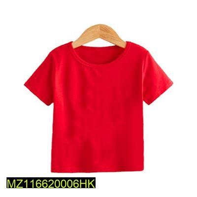 Kid's Stitched Cotton Jersey Plain T-Shirt