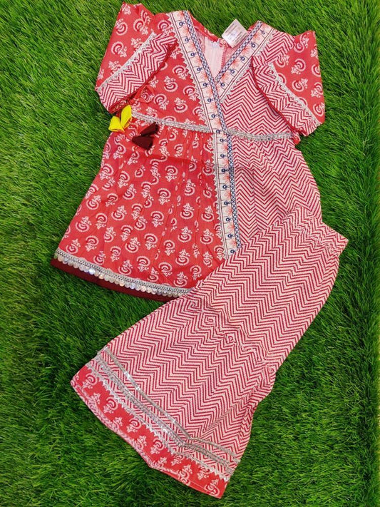 Girl's Cotton Printed Shirt And Trouser