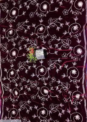 Women's Velvet Embroidered Shawl