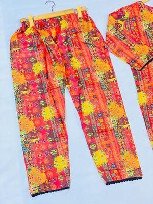 2 Pcs Women's Stitched Lawn Digital Print Shirt And Trouser