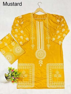 2 Pcs Women's Stitched Arabic Lawn Printed Suit