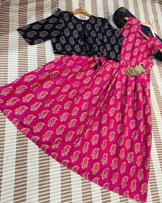 3 Pcs Women's Stitched Katan Silk Printed Frock