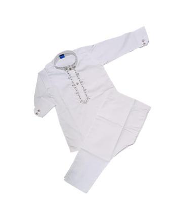 2 Pcs Boy's Wash And Wear Embroidered Kurta And Shalwar Suit