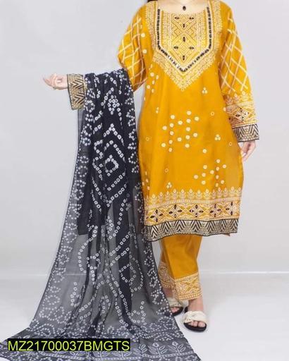 3 Pcs Chunri Mirror Silk Suit