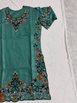 2 Pcs Women's Stitched Cotton Lawn Embroidered Shirt And Trouser