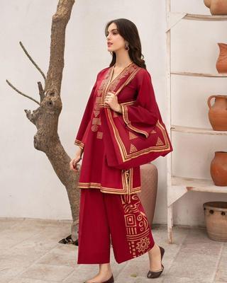 3 Pcs Women's Stitched Linen Printed Suit