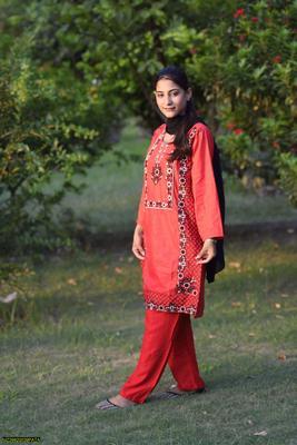 2 Pcs Women's Stitched Cotton Embroidered Shirt And Trouser