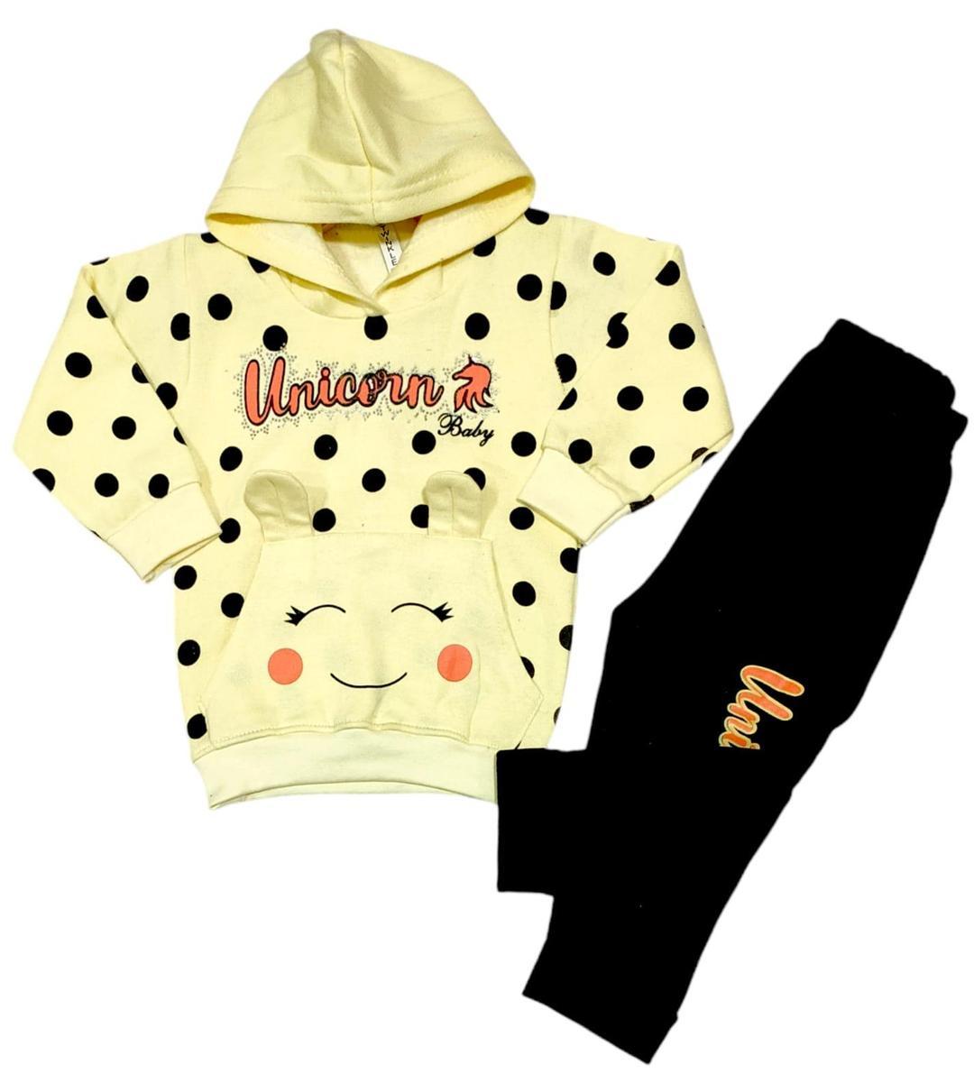 2 Pcs Kid's Terry Fleece Printed Hoodie Tracksuit