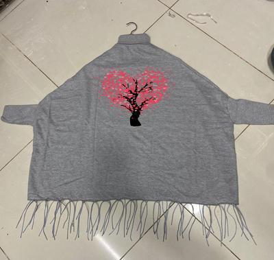 Women's Fleece Heart Tree Printed Poncho