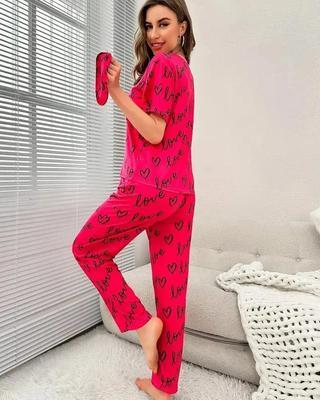 2 Pcs Women's Stitched Jersey Printed Night Suit