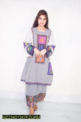 2 Pcs Women's Stitched Viscose Printed Shirt And Trouser