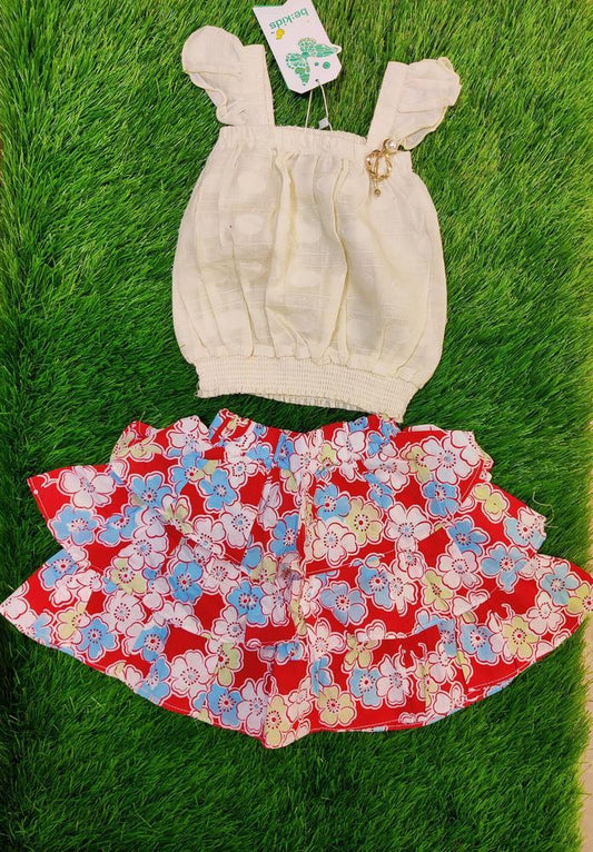 Baby Girl's Cotton Shirt And Trouser Set -