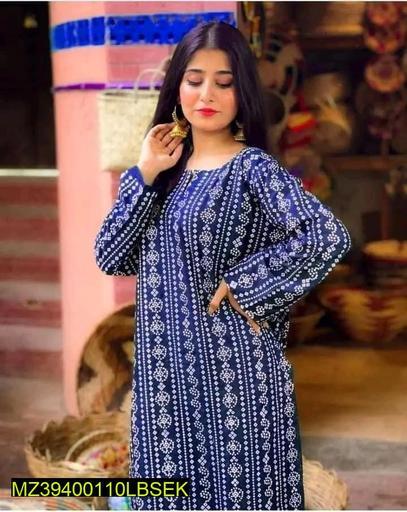 2 Pcs Women Stitched Linen Printed Suit