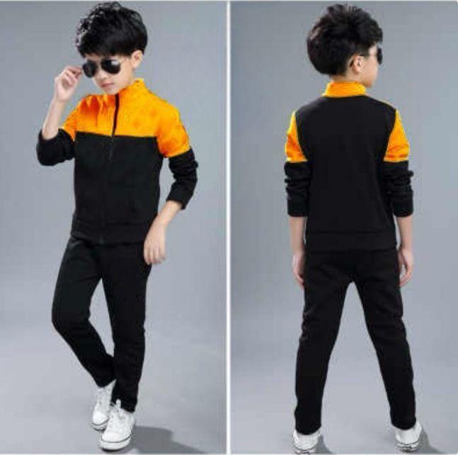 2 Pcs Boy's Fleece Plain Tracksuit