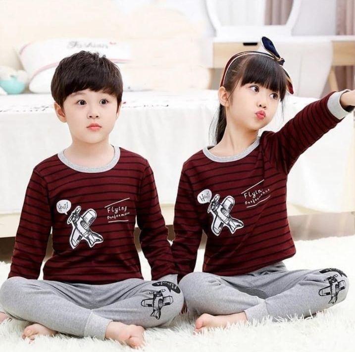 2 Pcs Stitched Jersey Printed Pajama And Shirt