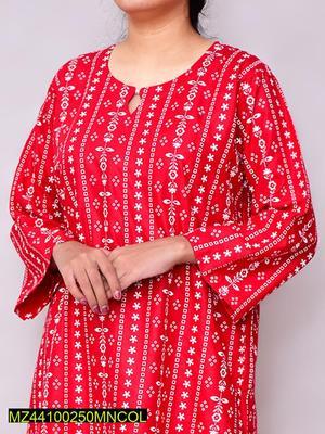 2 Pcs Women's Stitched Linen Printed Suit