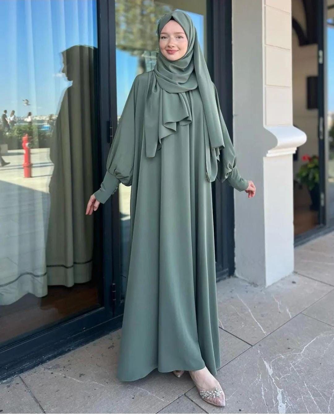 Georgette Plain Full Abaya With Stoller