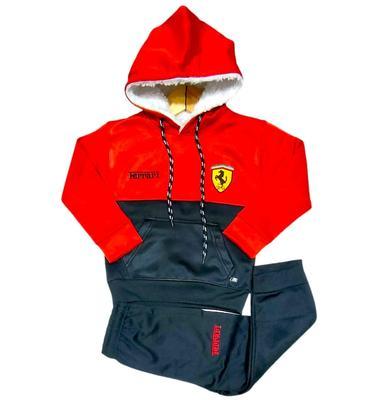 2 Pcs Boy's Polyester Printed Hoodie Tracksuit