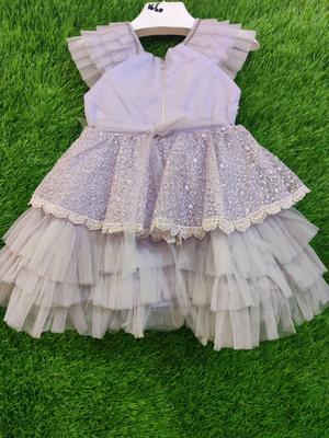 1 Pc Girl's Stitched Net Embroidered Frock