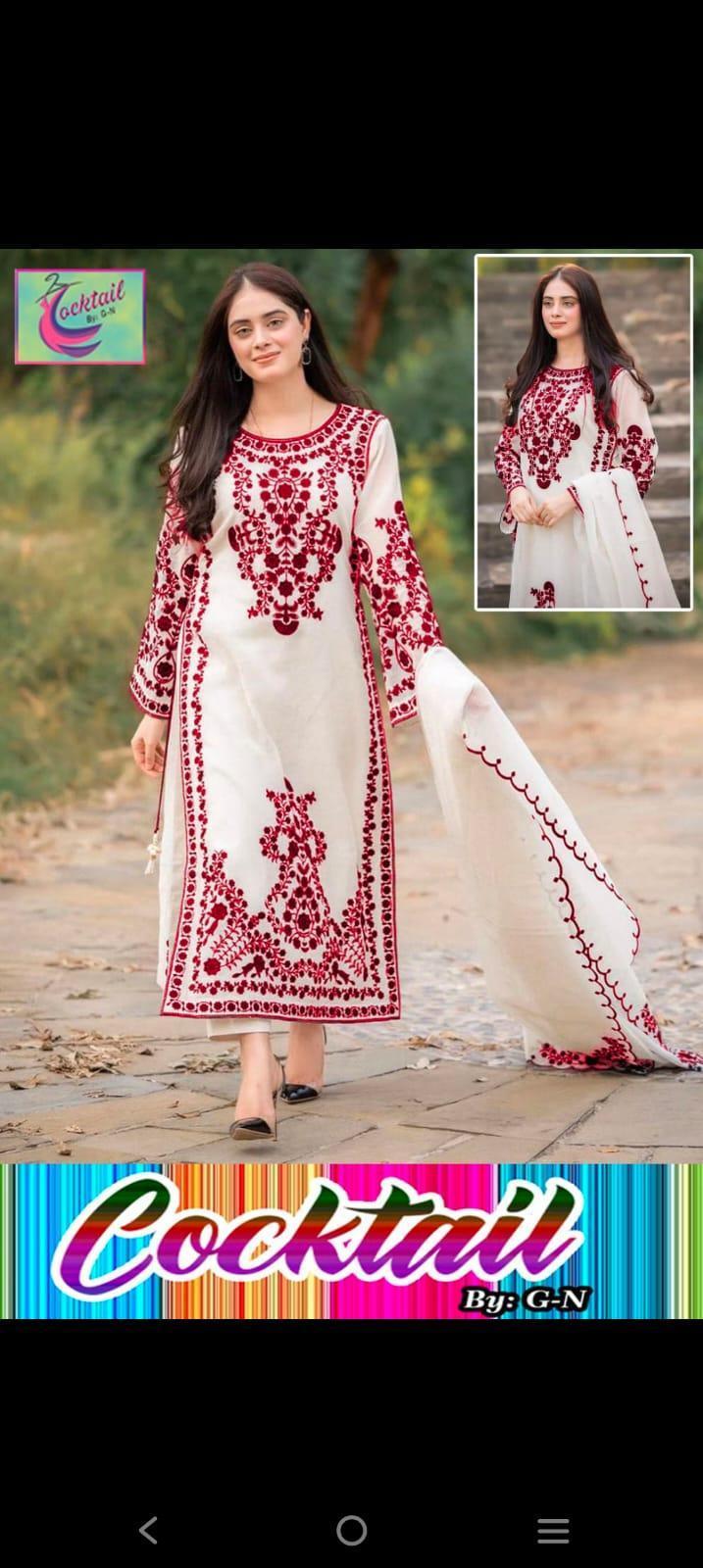 3 Pcs Women's Stitched Organza Embroidered Suit