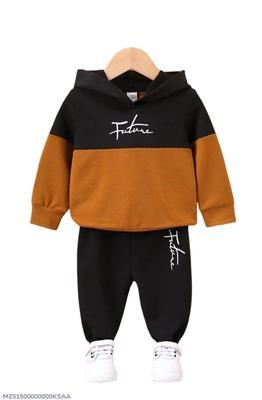 2 Pcs Boy's Micro Printed Hoodie Tracksuit