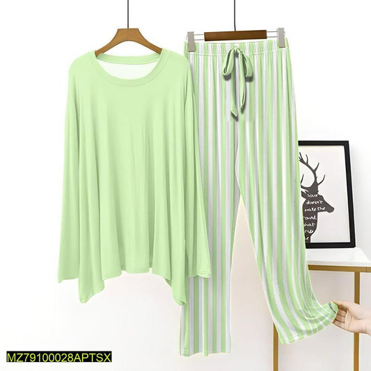 2 Pcs Women's Stitched Cotton Jersey Printed Sleepwear