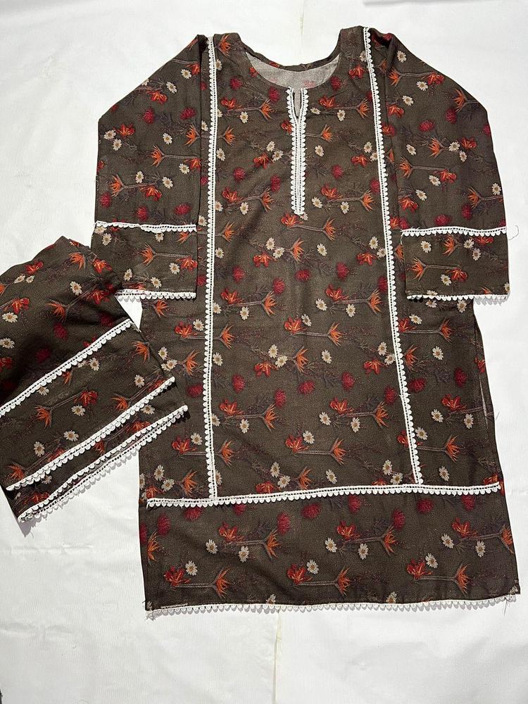 2 Pcs Women's Stitched Dhanak Printed Suit