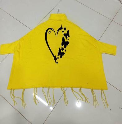 Women's Fleece Heart Printed Poncho Cape Shawl