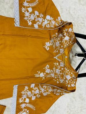 2 Pcs Women's Stitched Cotton Lawn Embroidered Suit