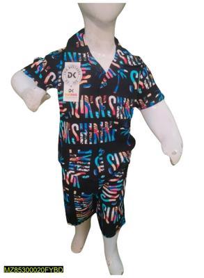 2 Pcs Boy's Linen Printed Tracksuit