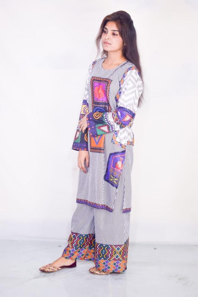 2 Pcs Women's Stitched Viscose Printed Shirt And Trouser