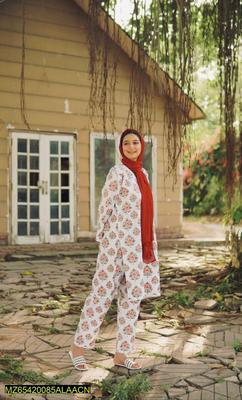 2 Pcs Women's Stitched Lawn Printed Shirt And Trouser