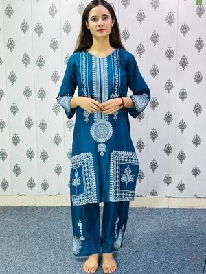 2 Pcs Women's Stitched Linen Printed Suit