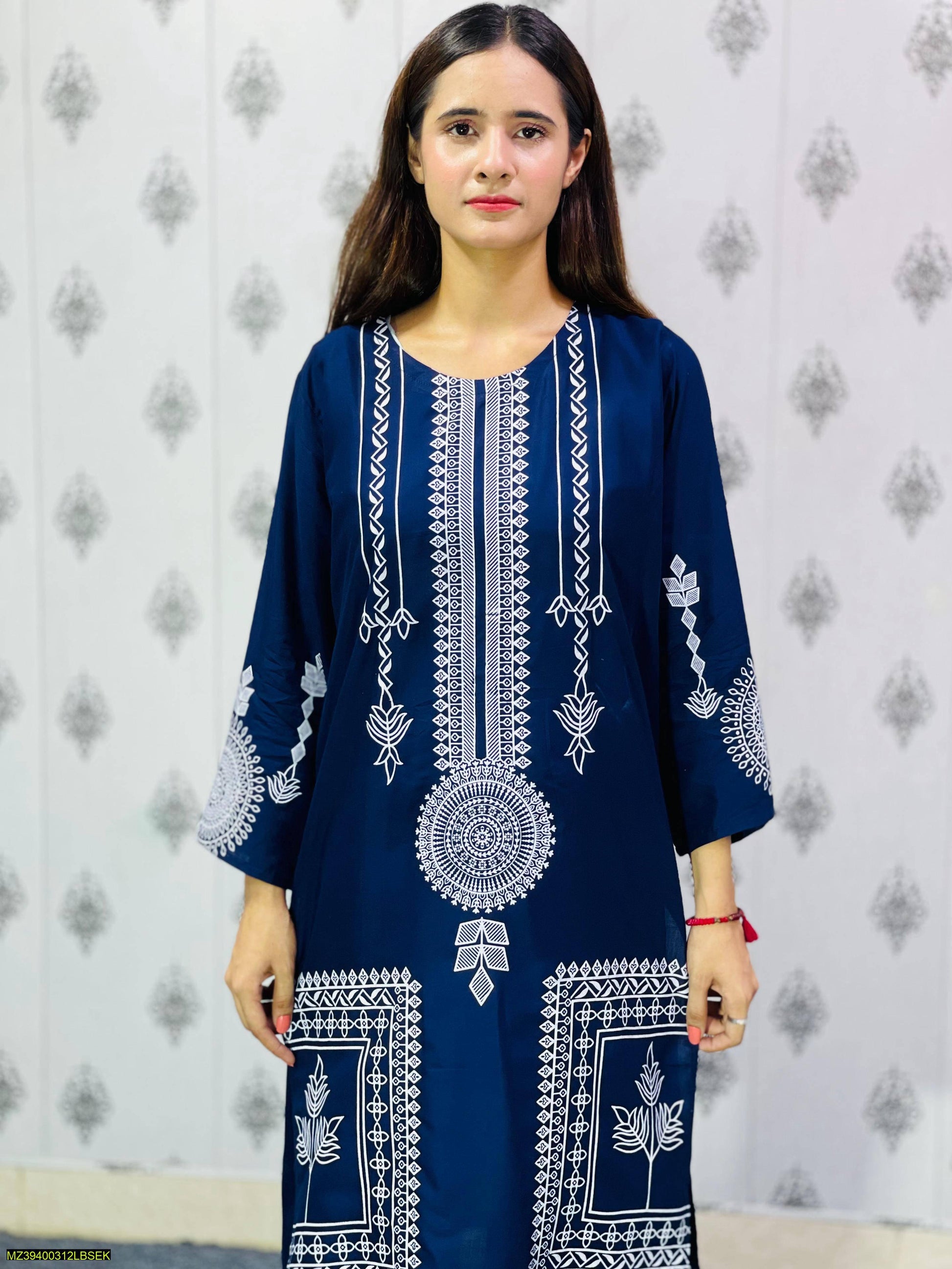 2 Pcs Women's Stitched Linen Printed Suit