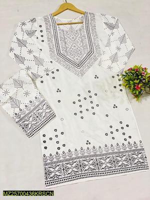 2 Pcs Women's Stitched Linen Printed Suit