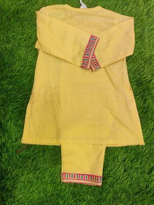 2 Pcs Girl's Cotton Lawn Embroidered Shirt And Trouser Suit