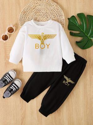 2 Pcs Boy's Cotton Printed Tracksuit