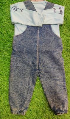 Baby Boy's Denim Printed Romper Set