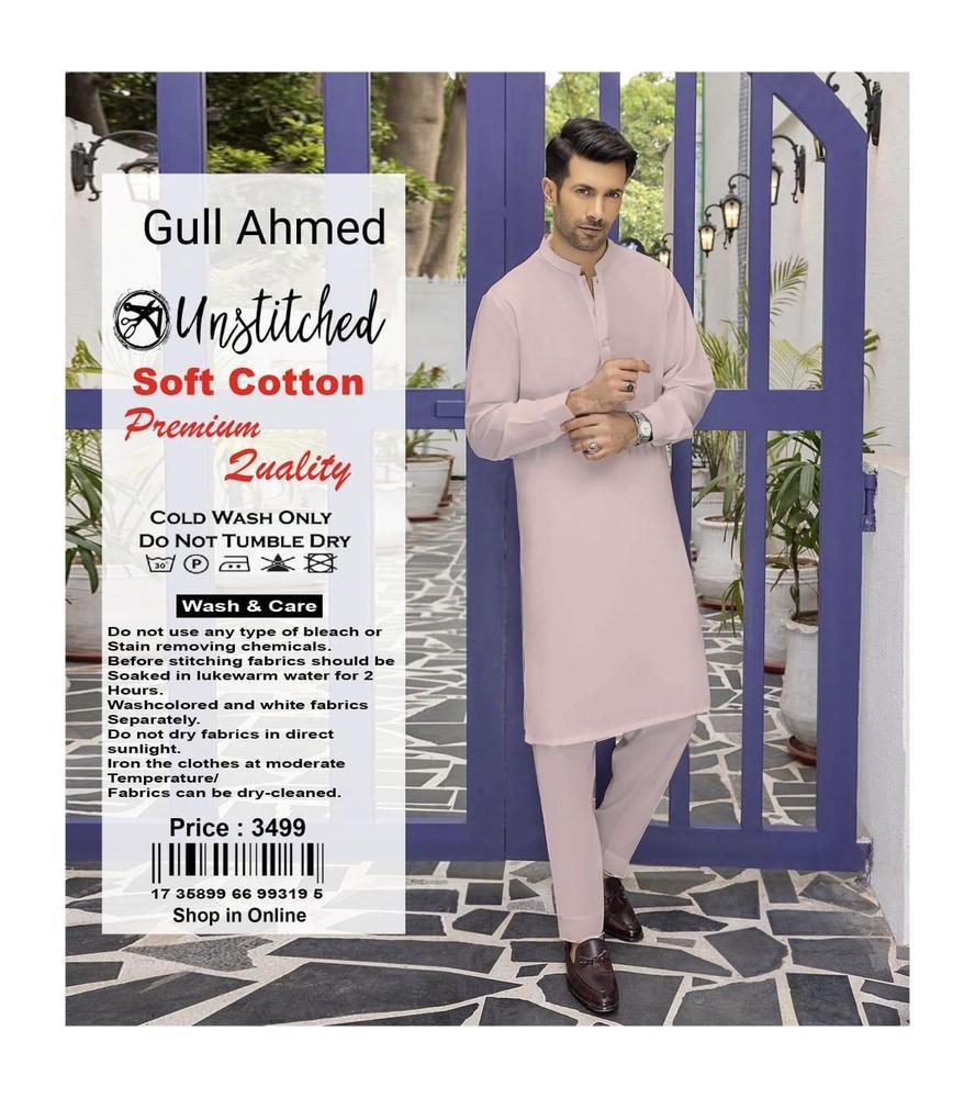 Men's Unstitched Cotton Plain Suit