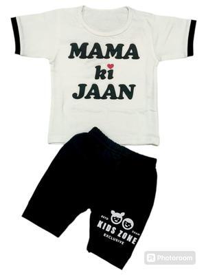 Baby Boy's Cotton Blended Printed T-Shirt And Knicker Set