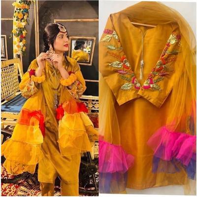 3 Pcs Women's Stitched Fancy Katan Silk Embroidered Suit