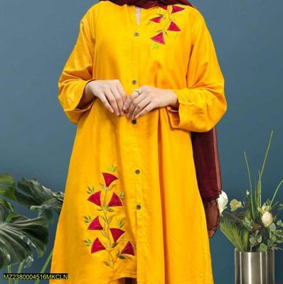 3 Pcs Women's Stitched Lawn Applique Suit