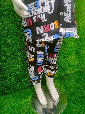 2 Pcs Boy's Linen Printed Tracksuit