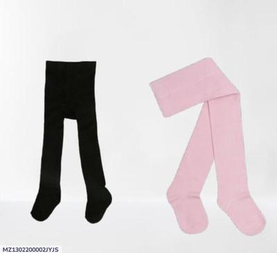 2 Pcs Girl's Stitched Cotton Plain Tights