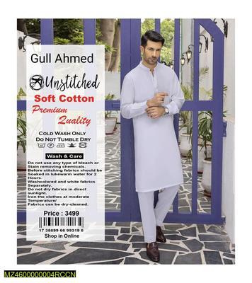 Men's Unstitched Cotton Plain Suit