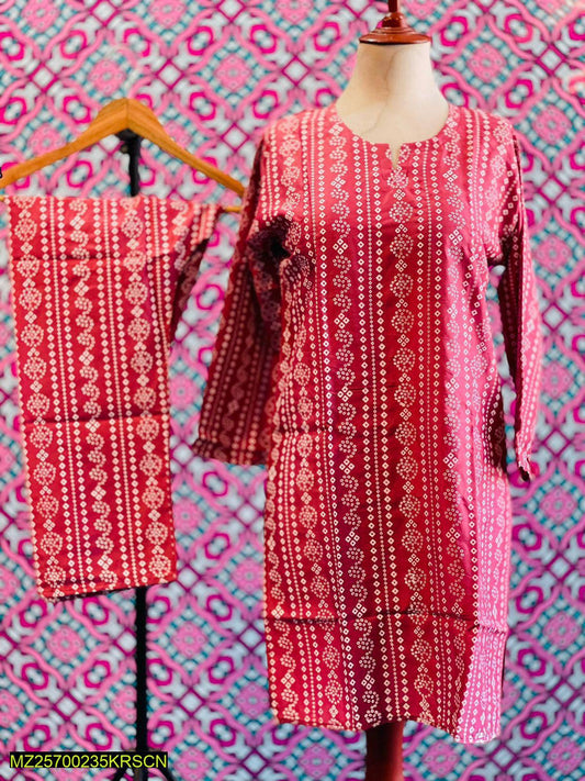 2 Piece Arabic Lawn Block Printed Chunri