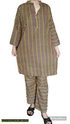 2 Pcs Women's Stitched Wool Printed Suit